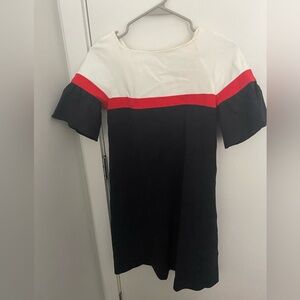 Red black and white dress